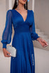 vestido manga longa plissado VESTIDO DE FESTA PETRA FINA